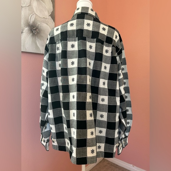 VTG 90s Buffalo plaid rustic Christmas snowman cottagecore button down top 18/20 - Picture 5 of 9